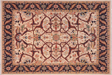 handmade Transitional Kafkaz Ivory Blue Hand Knotted RECTANGLE 100% WOOL area rug 8 x 9